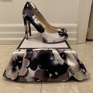 Nine West satin floral pumps